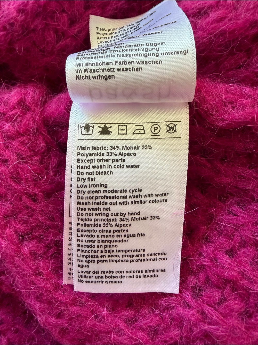 ba&sh Fuchsia Chunky Knit Button-Front Cardigan - Picture 5 of 6